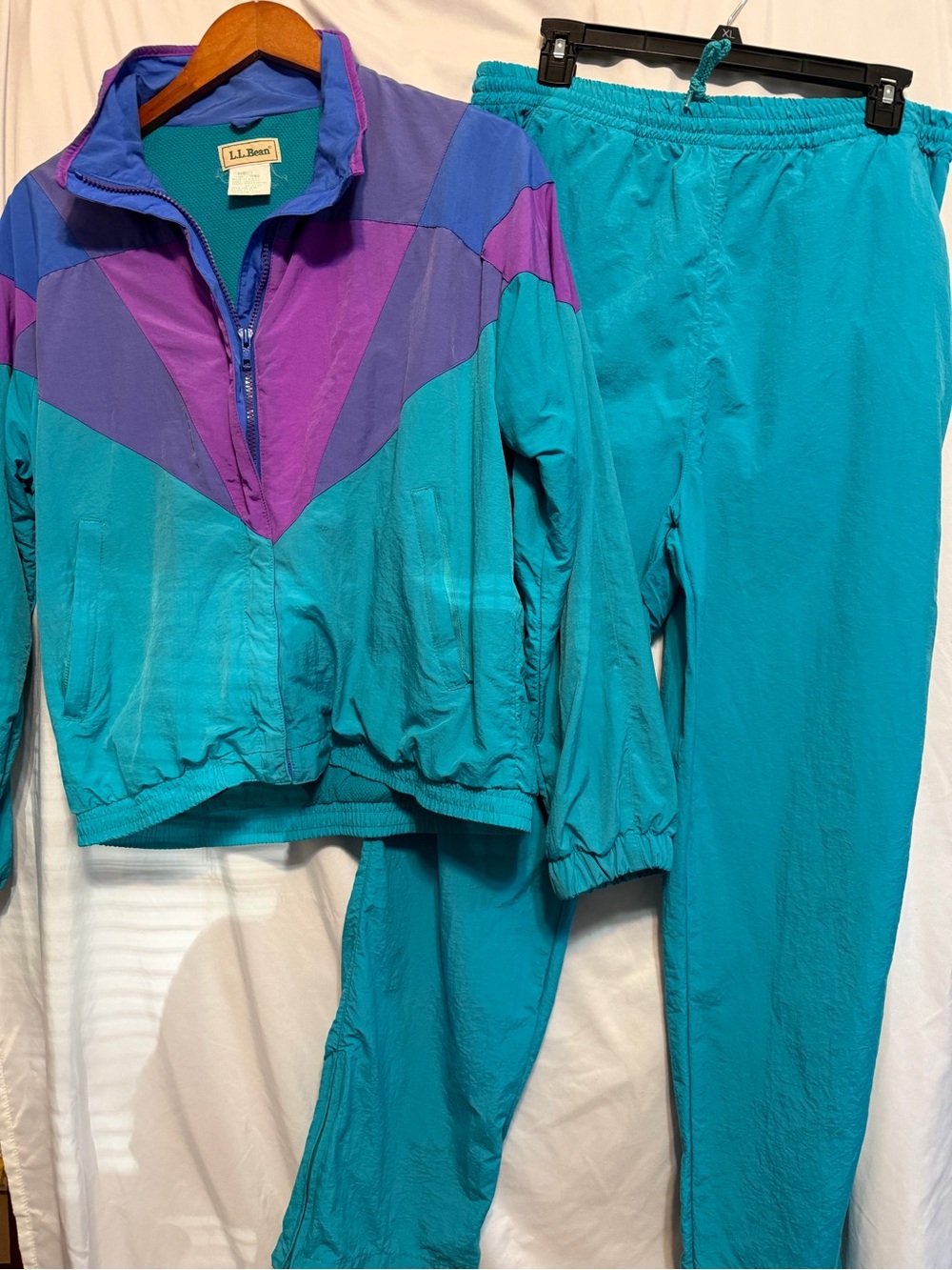 L.L. Bean Teal Jacket and Pants Set with Purple Accents